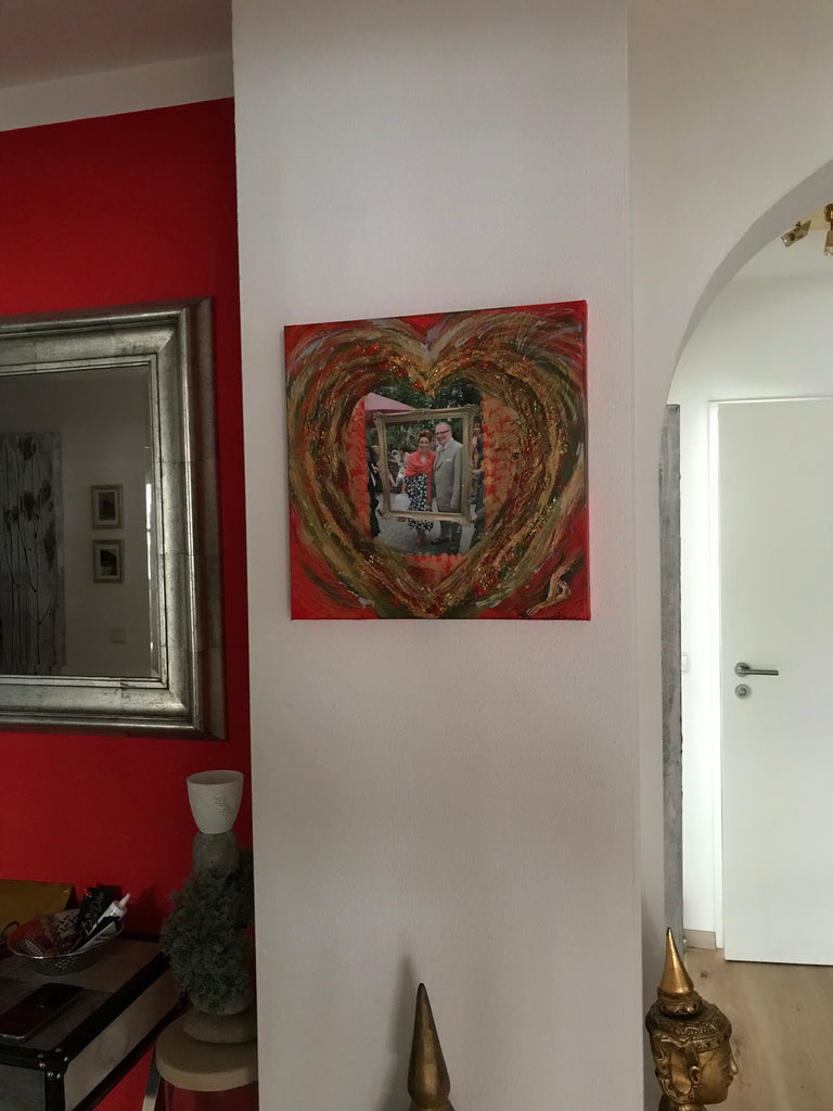 PicoDoro – Acryl – Collage – Herz mit „Muster – Foto.“ – Für „Ihr Lieblings – Foto“
