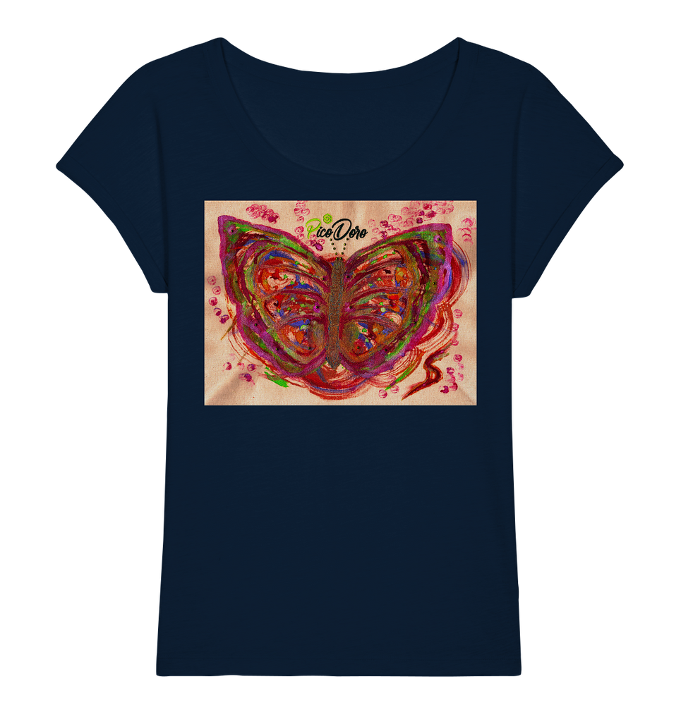 PicoDoro - Fashion Print Damen Organic Slub T-Shirt - "Butterflystar"
