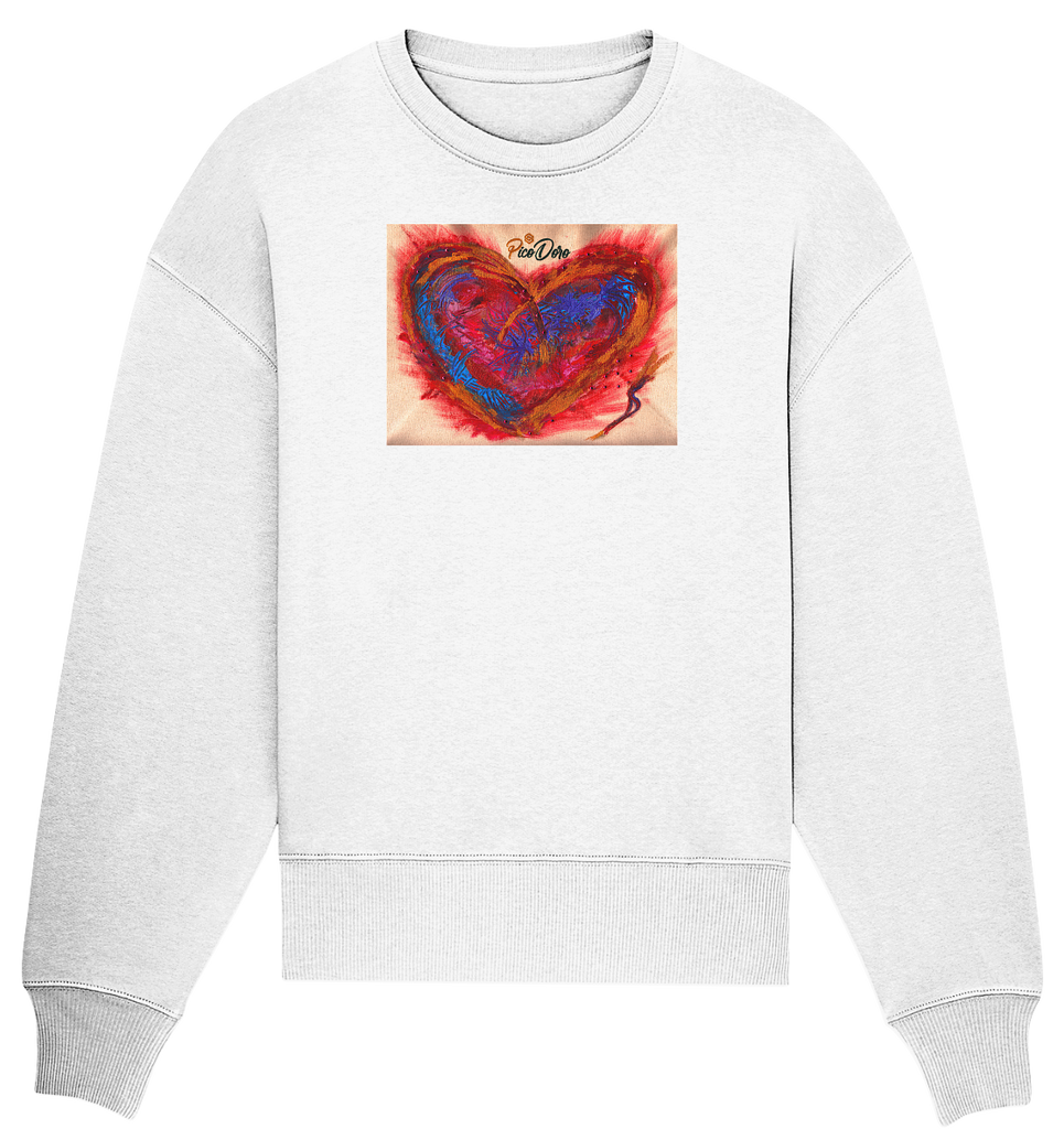 PicoDoro - Fashion Print Unisex Organic Oversize Sweatshirt - "Heartbeat"